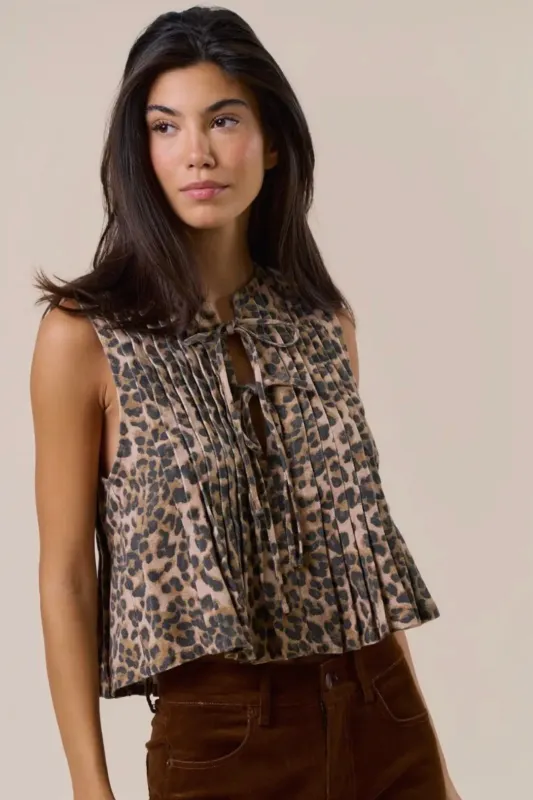 FINAL SALE!! Front Tie Leopard Top sold by Glitzy Bella