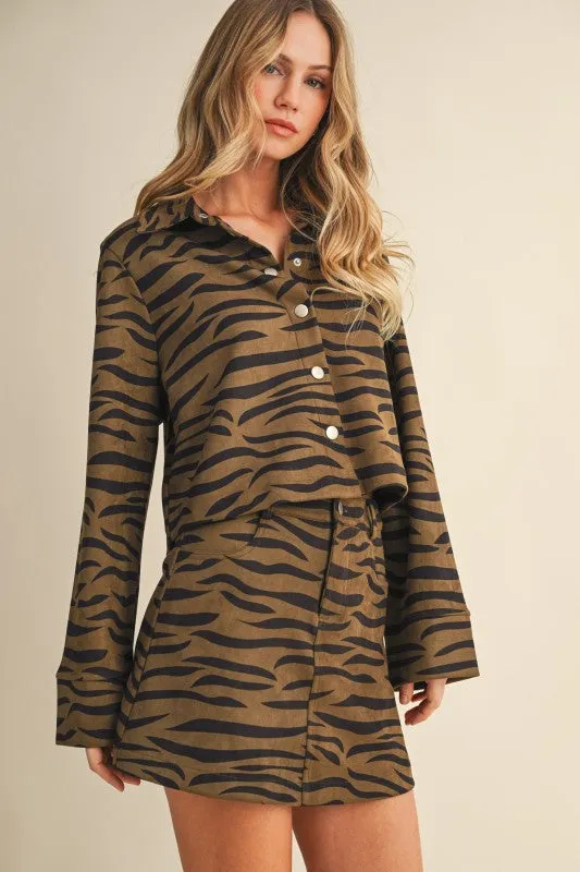 NEW!! Zebra Print Faux Suede Top in Olive sold by Glitzy Bella product image thumbnail 2