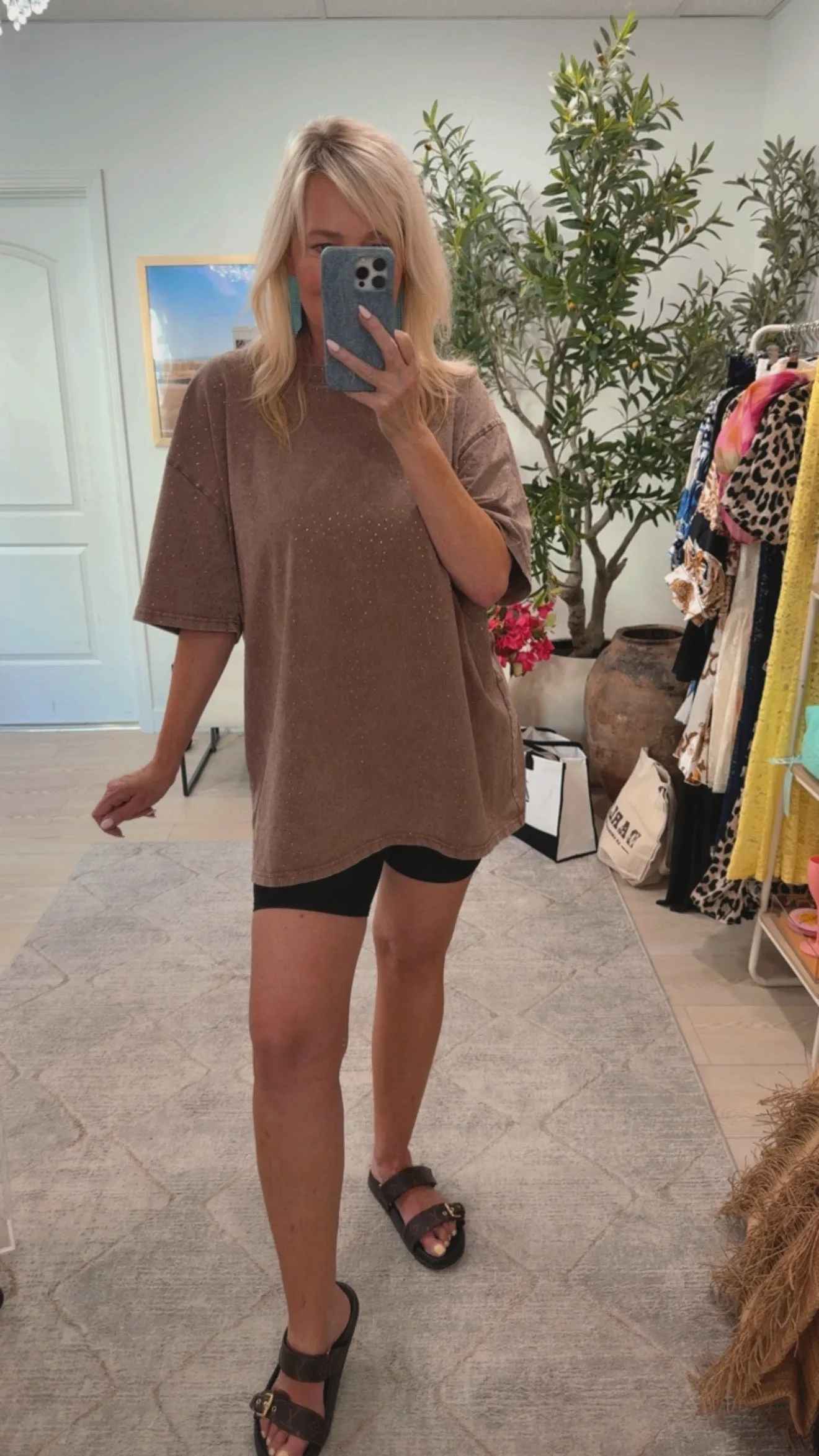 NEW!! "Brooklyn" Acid Wash Rhinestone Tee in Brown sold by Glitzy Bella product image thumbnail 2