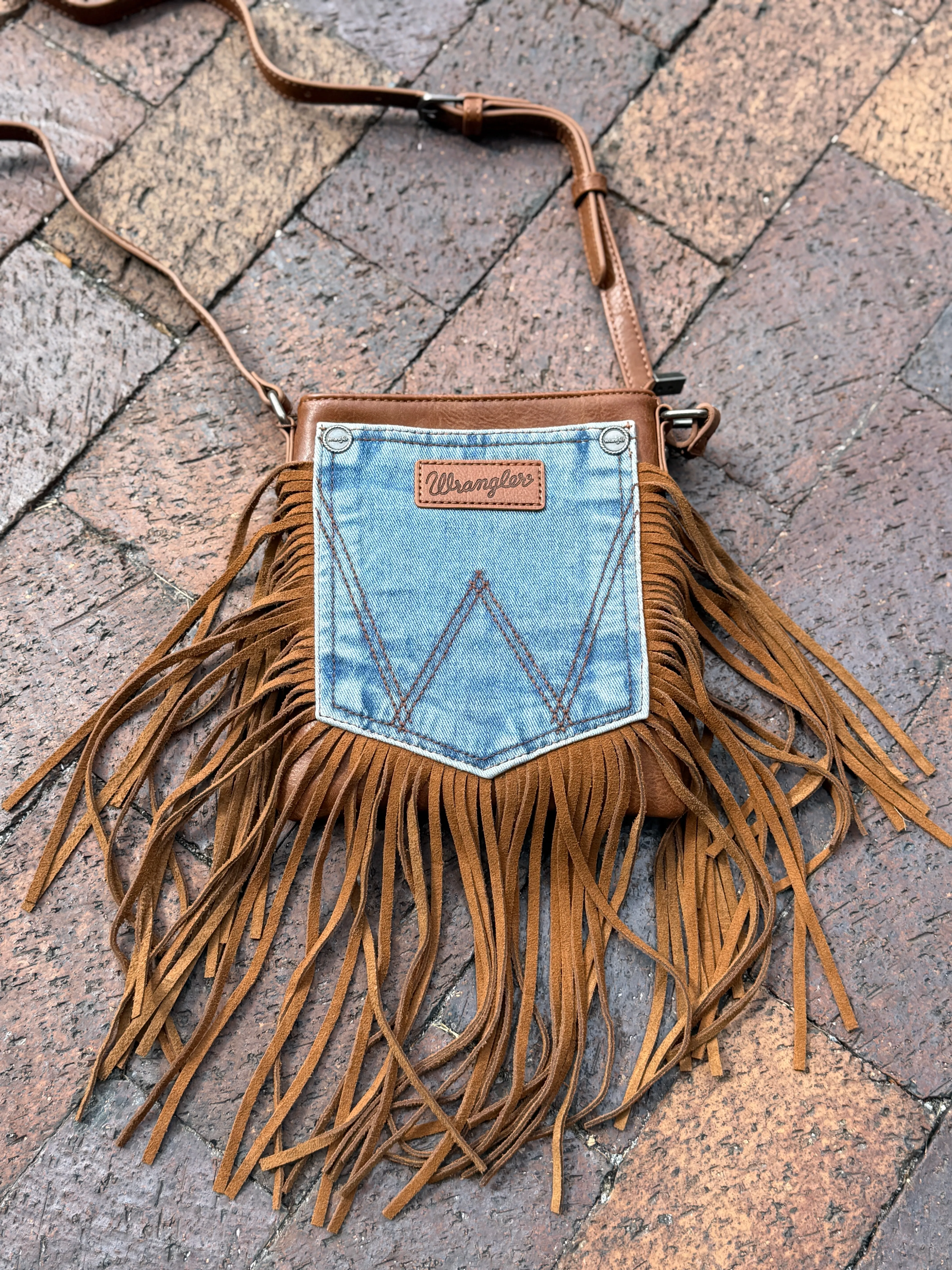 Wrangler Pocket Fringe Purse sold by Glitzy Bella