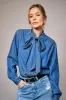 NEW!! Chic Denim Tie Neck Top sold by Glitzy Bella