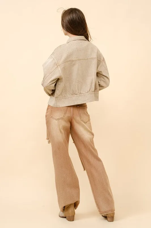 NEW!! Camden Rhinestone Denim Jacket sold by Glitzy Bella product image thumbnail 4