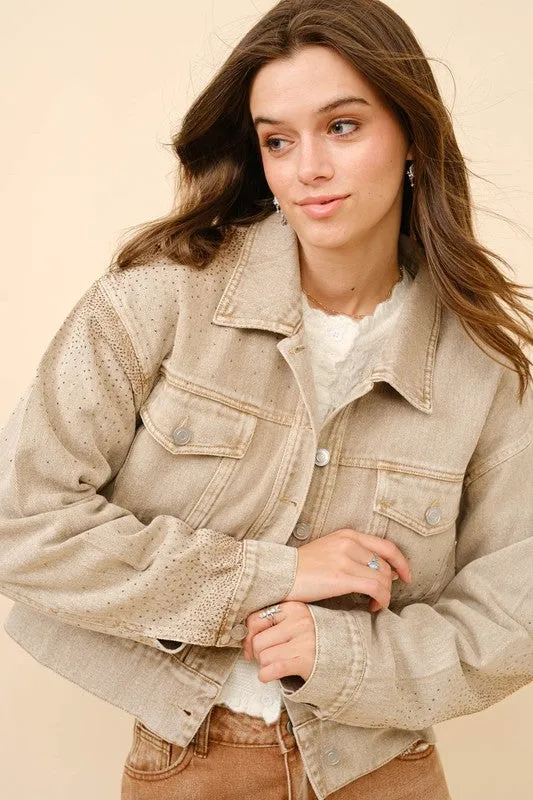 NEW!! Camden Rhinestone Denim Jacket sold by Glitzy Bella
