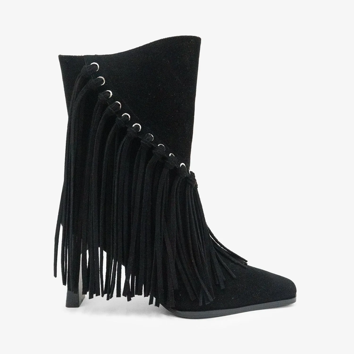 PREORDER!! Sundance Fringe Boots in Black sold by Glitzy Bella