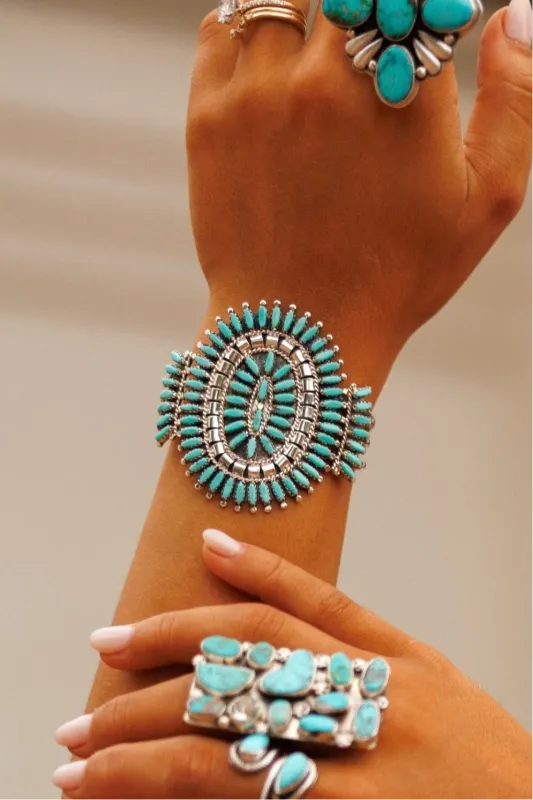 NEW!! "Eclipse" Kingman Turquoise Cuff Bracelet sold by Glitzy Bella