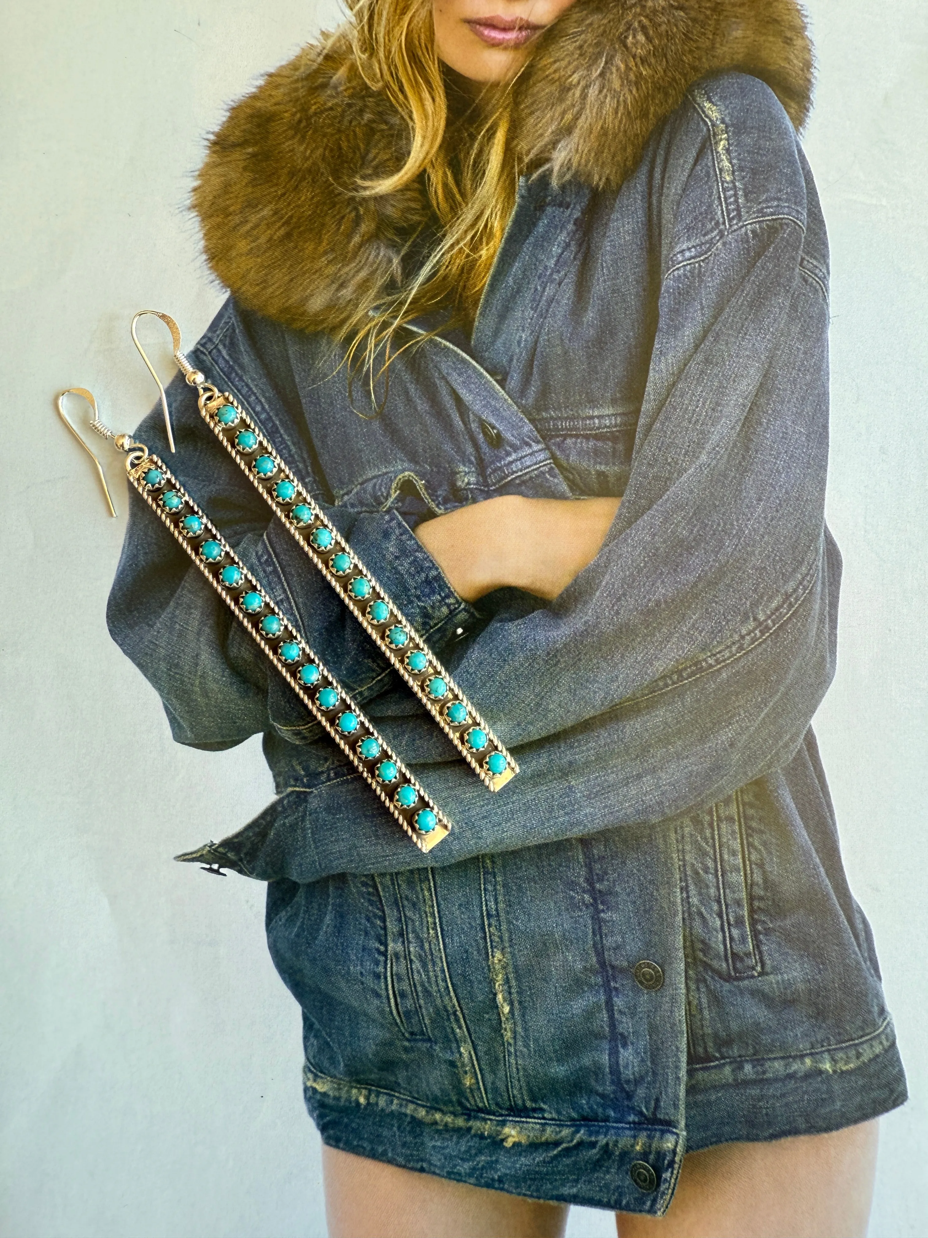 NEW!! "Mirage" Kingman Turquoise Drop Earrings sold by Glitzy Bella product image thumbnail 3