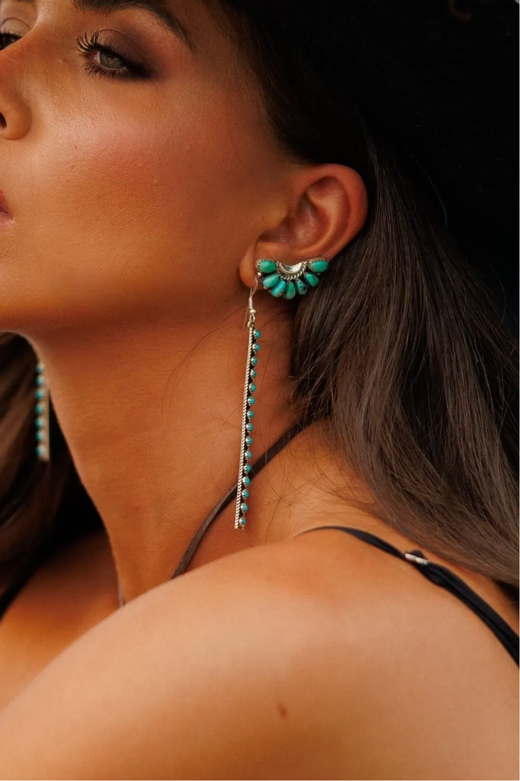 NEW!! "Mirage" Kingman Turquoise Drop Earrings sold by Glitzy Bella product image thumbnail 4