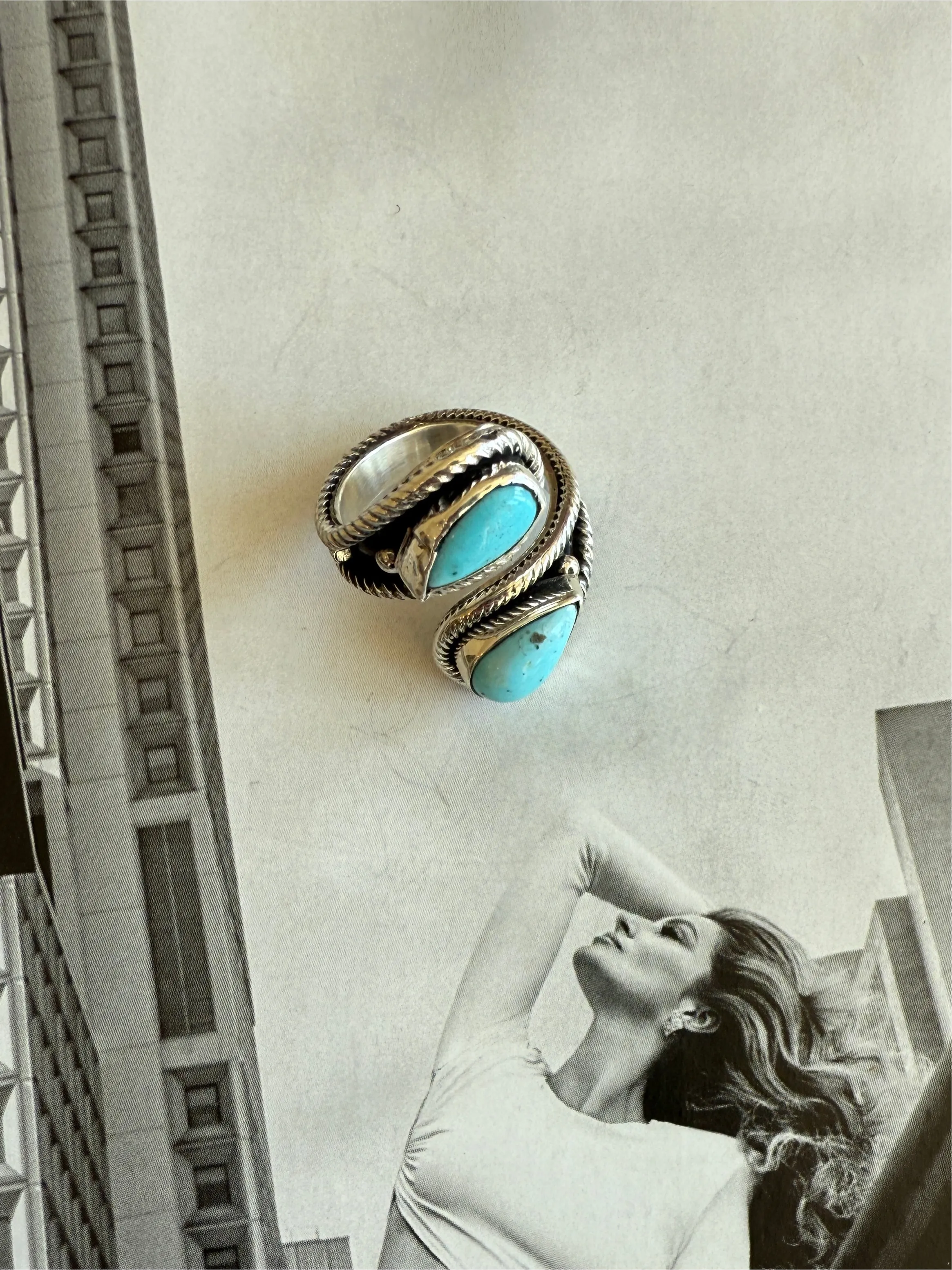 NEW!! "Horizon" Adjustable Kingman Turquoise Ring sold by Glitzy Bella product image thumbnail 2