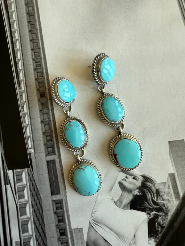 NEW!! "Dutton" Kingman Turquoise Drop Earring sold by Glitzy Bella