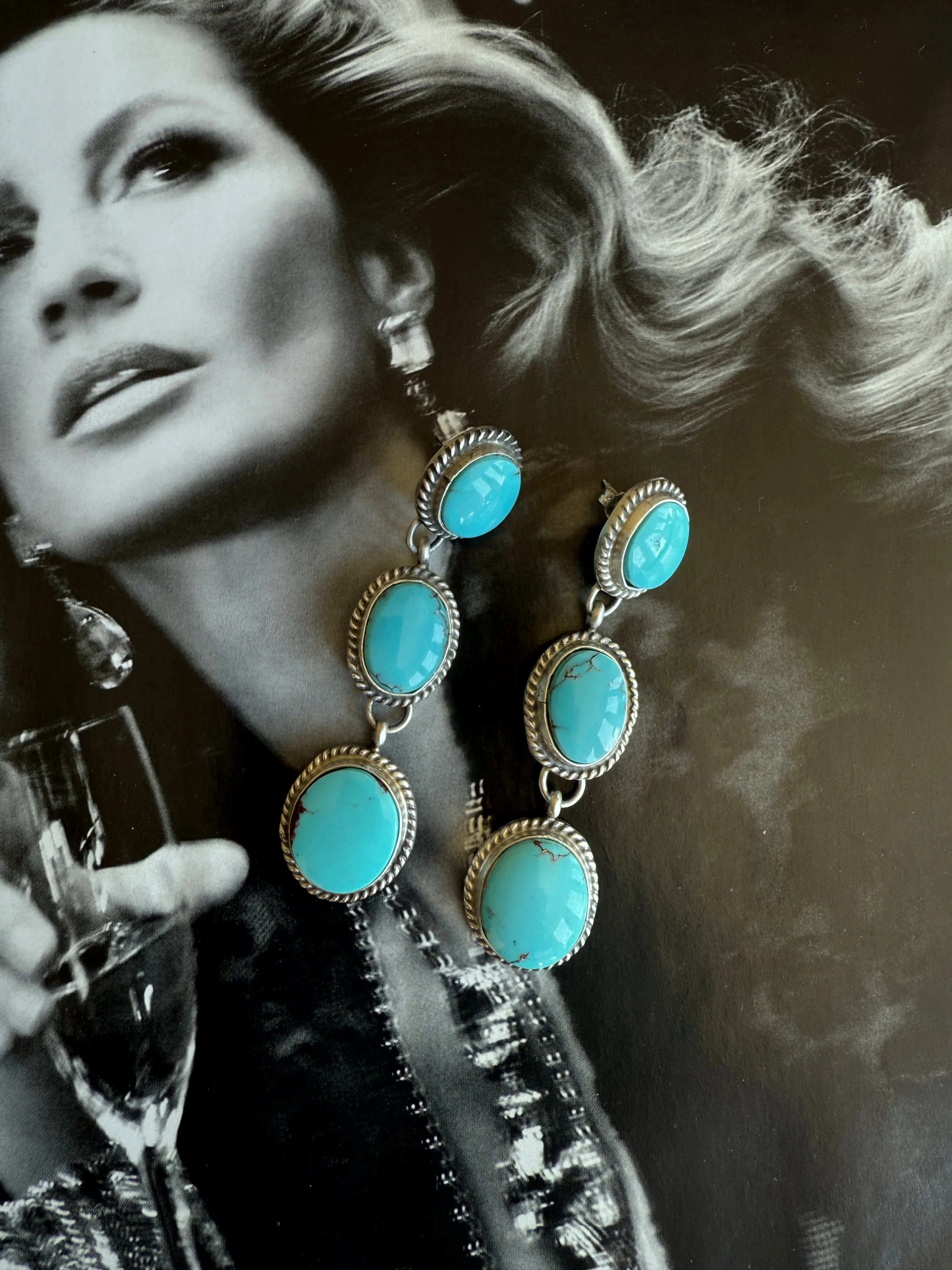 NEW!! "Dutton" Kingman Turquoise Drop Earring sold by Glitzy Bella product image thumbnail 2
