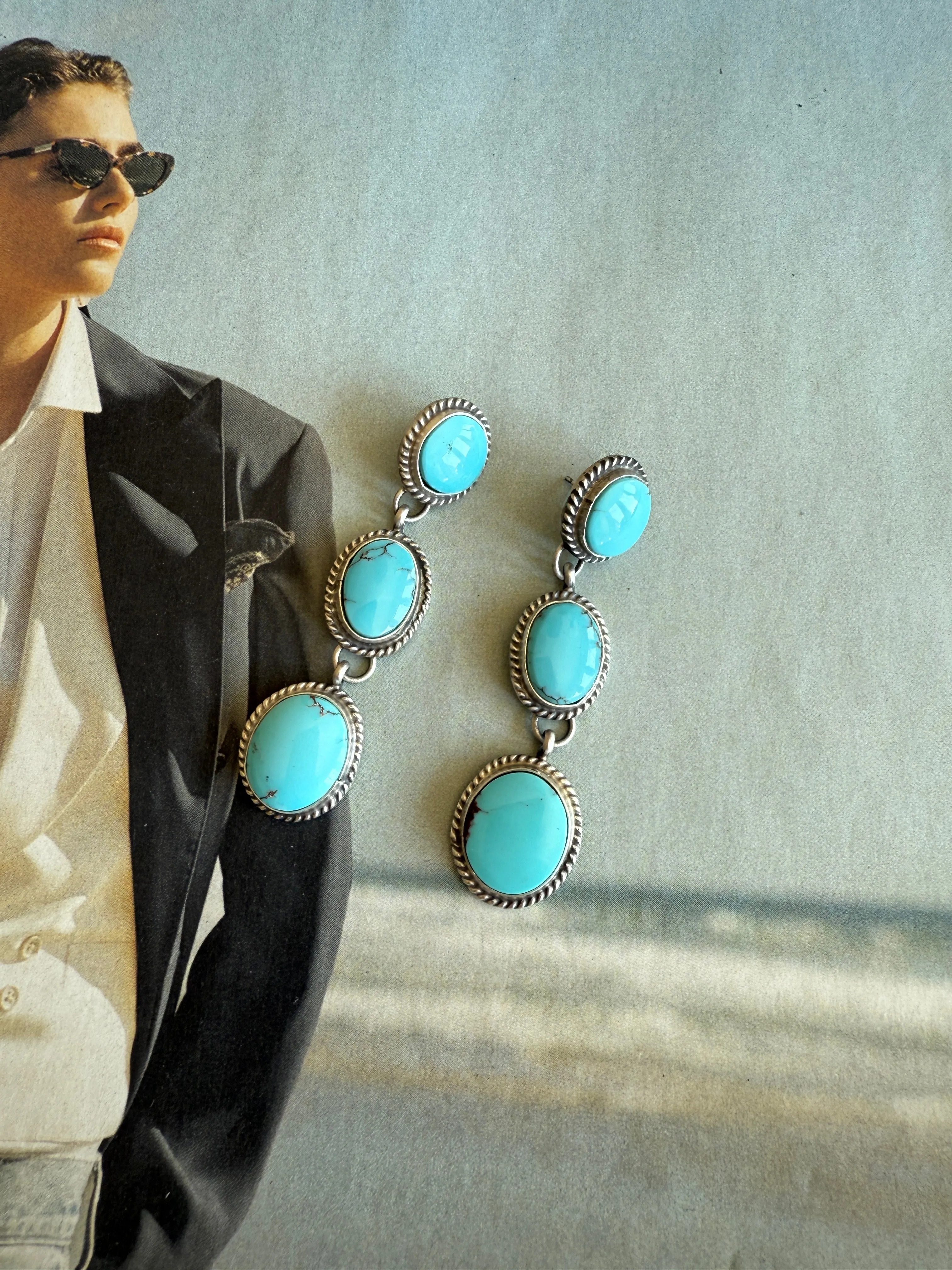 NEW!! "Dutton" Kingman Turquoise Drop Earring sold by Glitzy Bella product image thumbnail 3