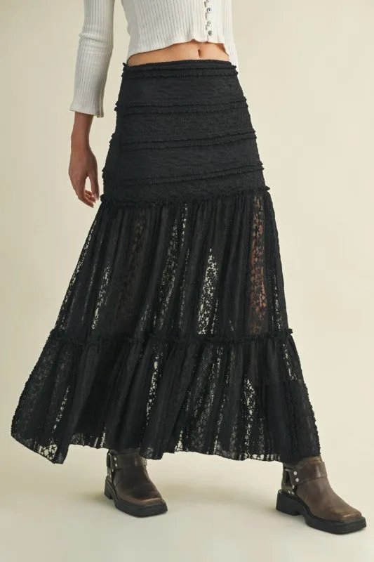 NEW!! "Ready to Go" Black Lace Maxi Skirt sold by Glitzy Bella
