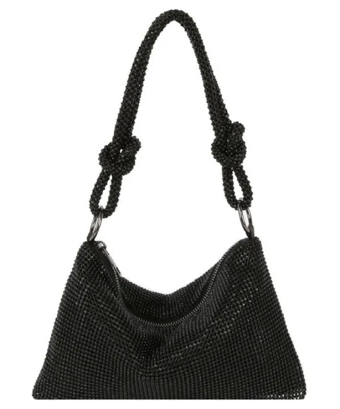 NEW!! Crystal Knotted Bag in Black sold by Glitzy Bella