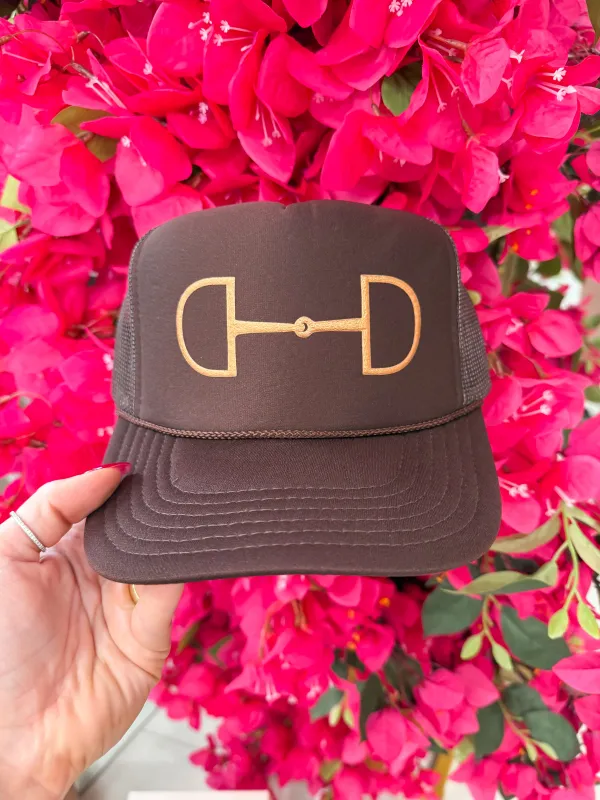 NEW!! Horsebit Trucker Hat in Brown sold by Glitzy Bella