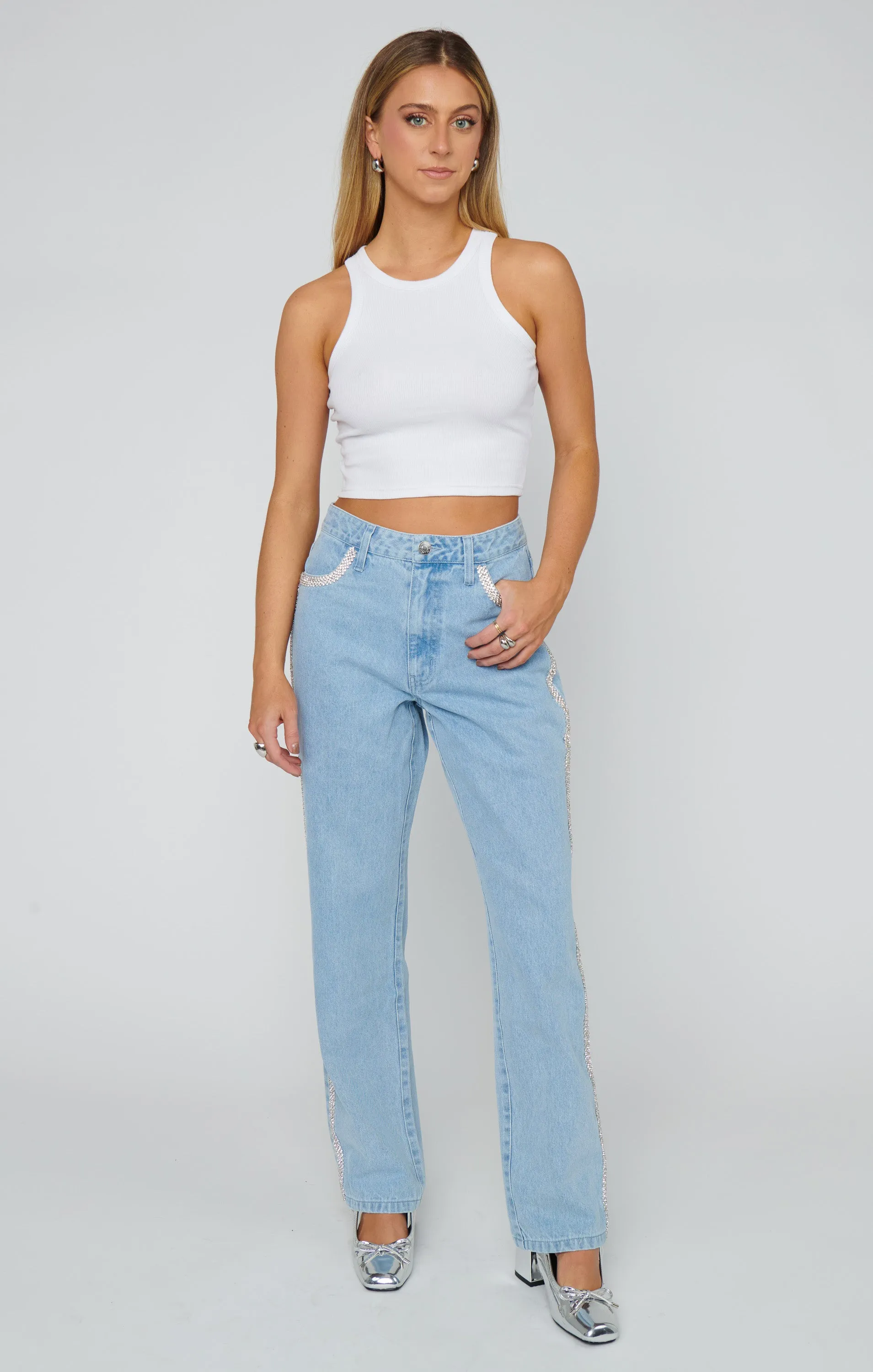 NEW!! Icon Light Wash Jeans sold by Glitzy Bella product image thumbnail 2