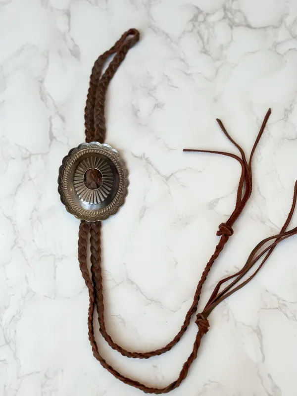 NEW!! Western Braided Sterling Silver Bolo Tie in Brown sold by Glitzy Bella