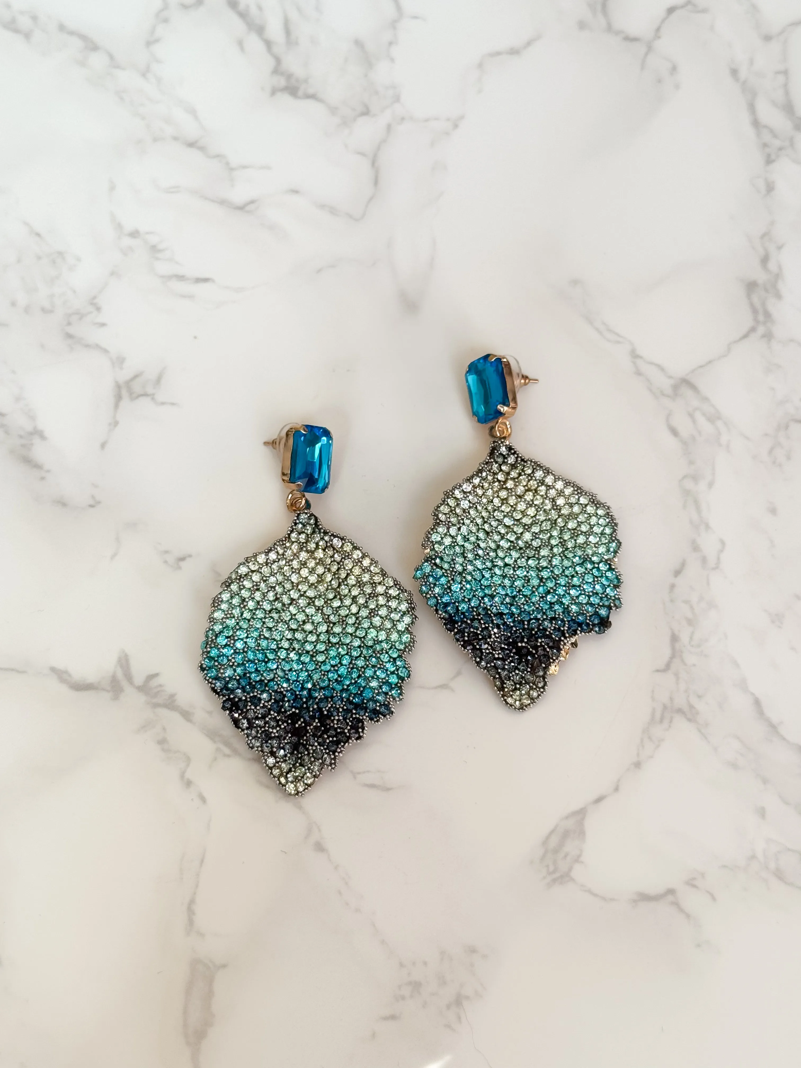 NEW!! Feather Crystal Earrings sold by Glitzy Bella