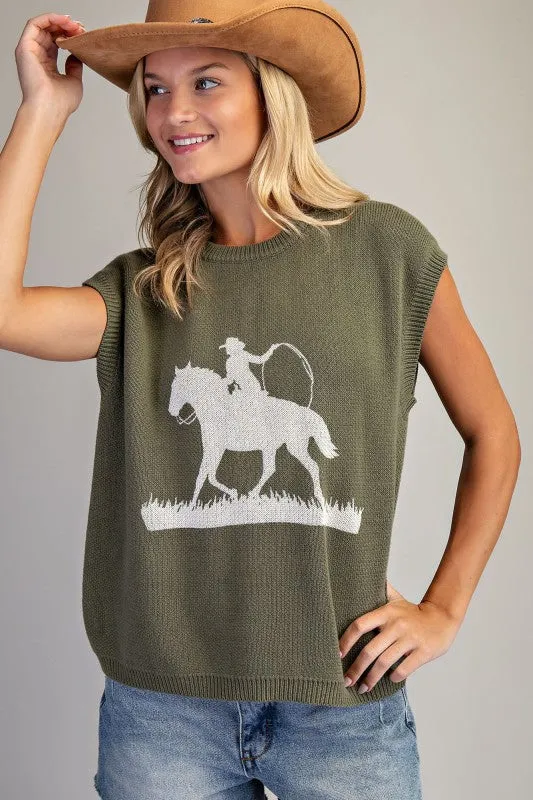 NEW!! "Trail Ride" Sweater in Olive sold by Glitzy Bella