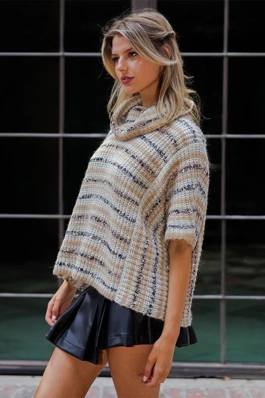 FINAL SALE!! Striped Turtle Neck Boucle Sweater sold by Glitzy Bella product image thumbnail 5