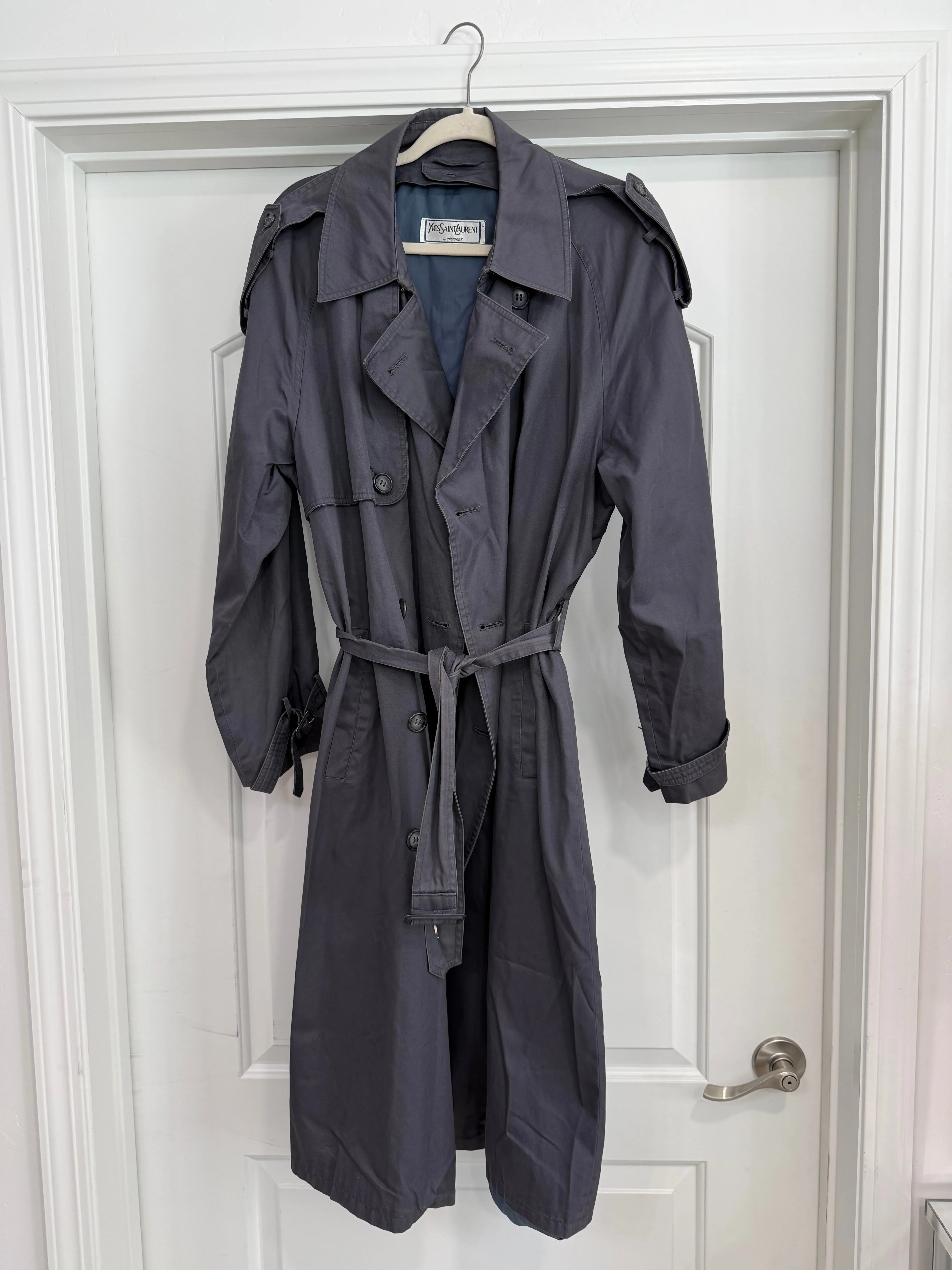 NEW!! Vintage YSL Blue/Grey Trench Coat Size L/XL sold by Glitzy Bella product image thumbnail 3