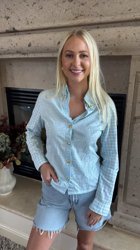 Vintage Versace Gingham Button Down Size XS/S made by Glitzy Bella