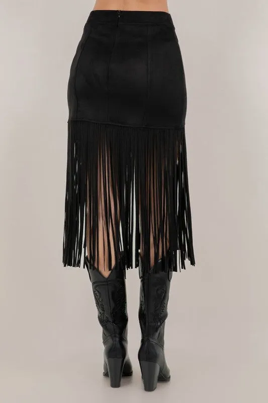 NEW!! " Lexi" Faux Suede Fringe Skirt in Black sold by Glitzy Bella product image thumbnail 3