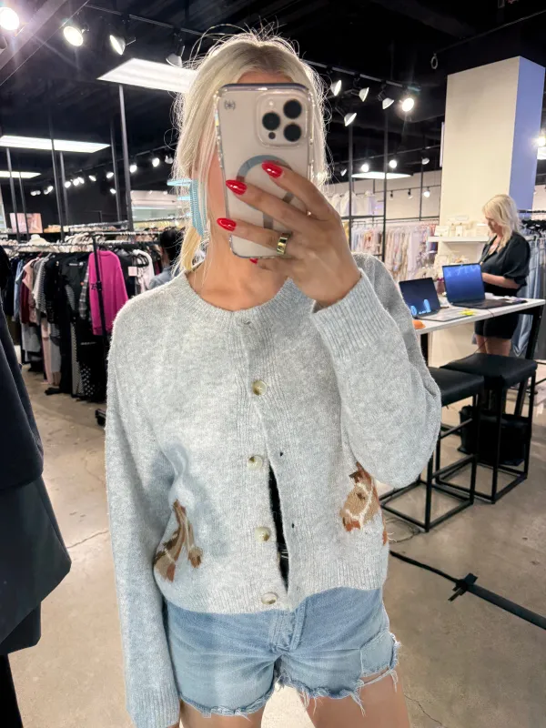 NEW!! Horse Cardigan in Grey sold by Glitzy Bella