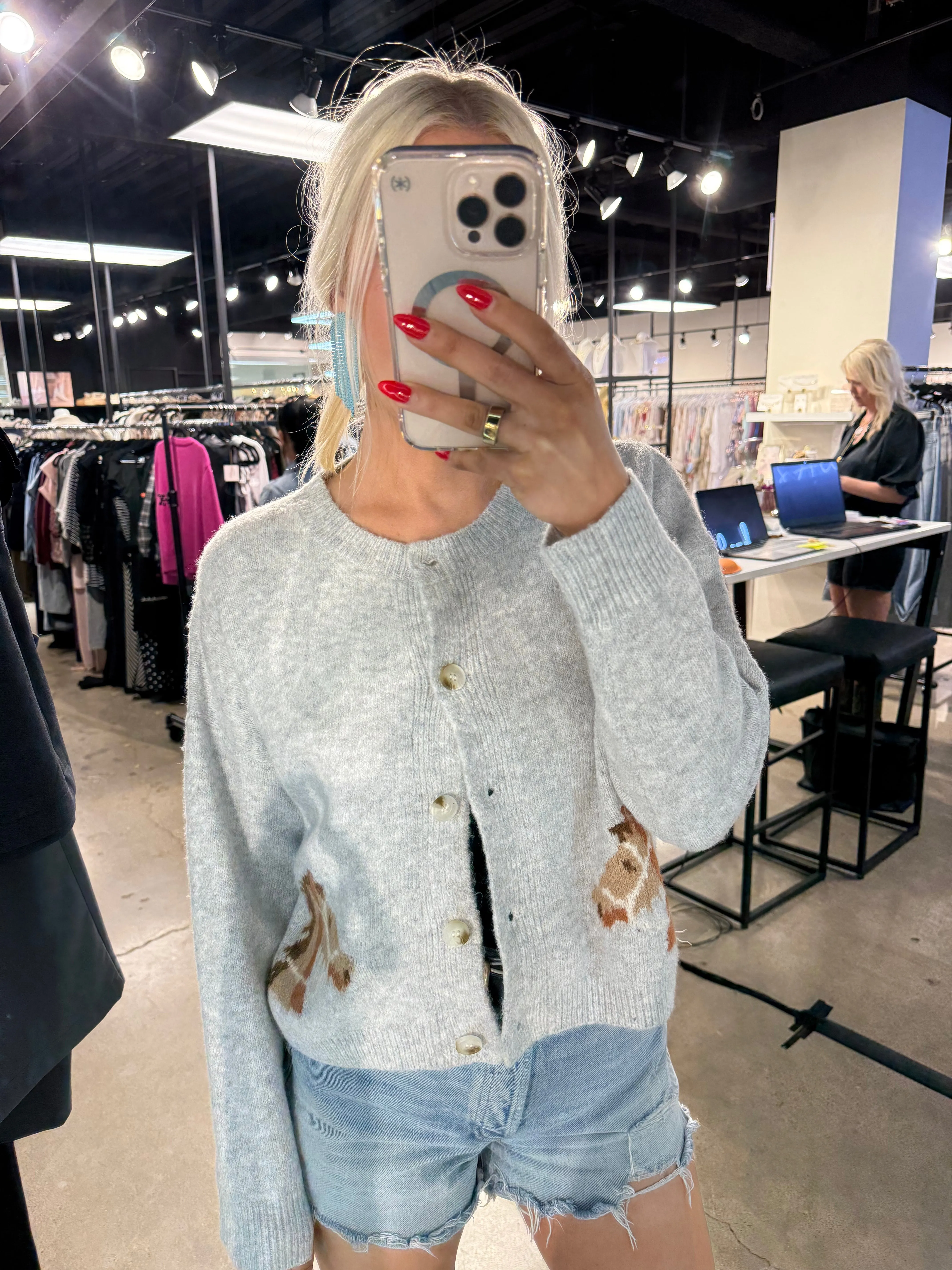 NEW!! Horse Cardigan in Grey sold by Glitzy Bella