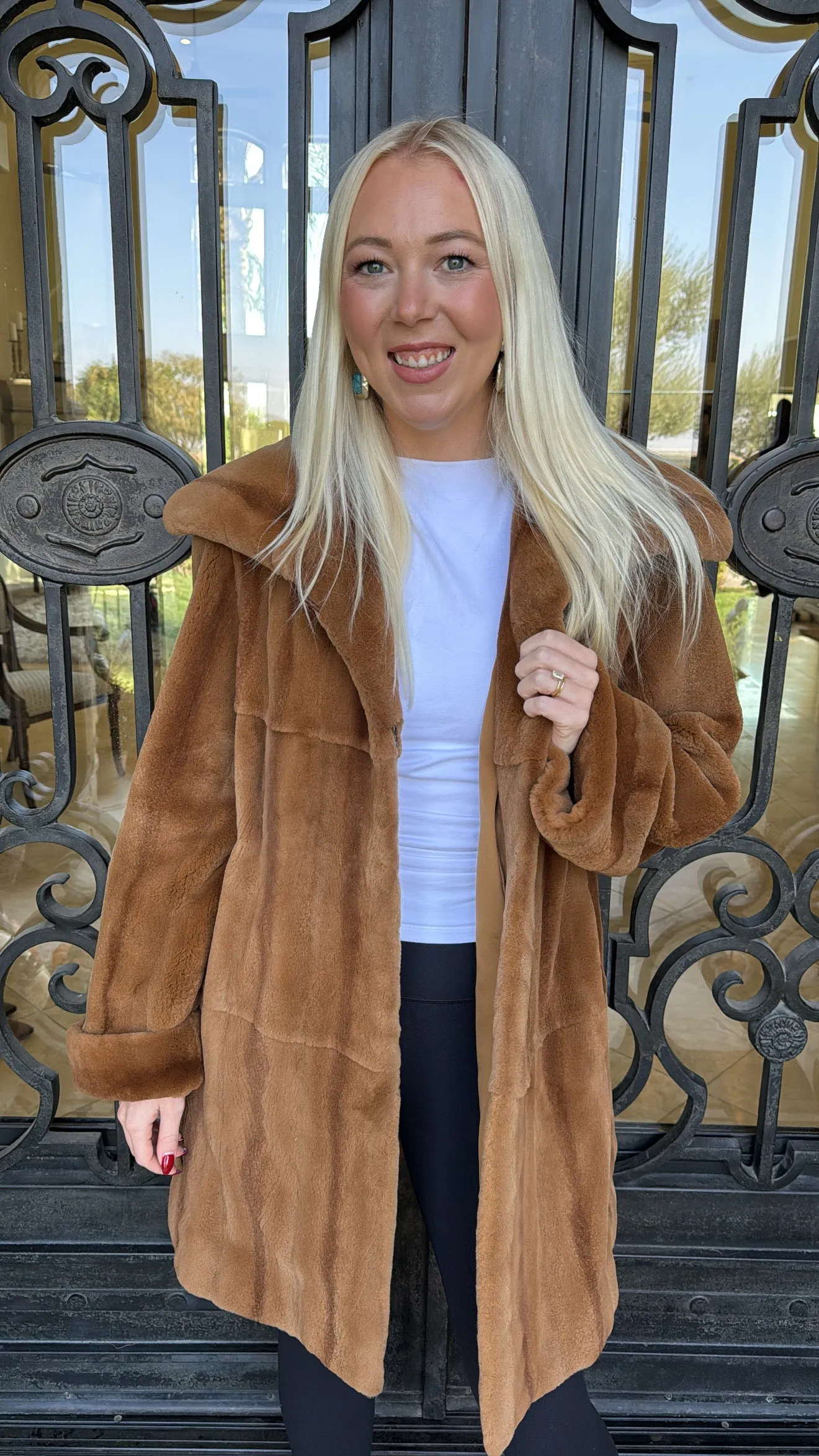 #109 Vintage Nieman Marcus Cognac Dyed Sheared Mink Stroller Size 10 sold by Glitzy Bella