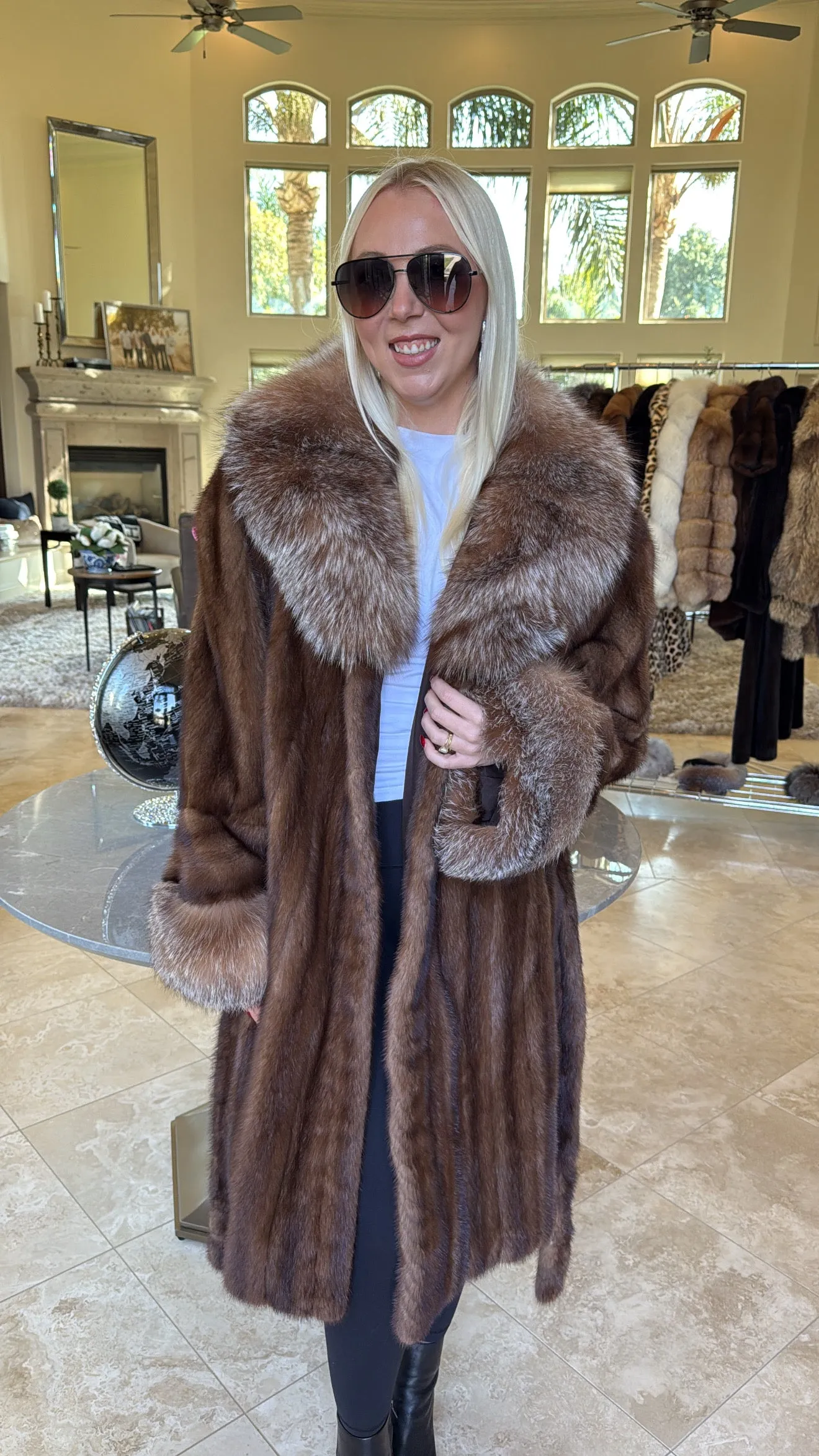 #105 Vintage Demi Buff Mink Coat W/ Crystal Fox Trim Size M/L sold by Glitzy Bella