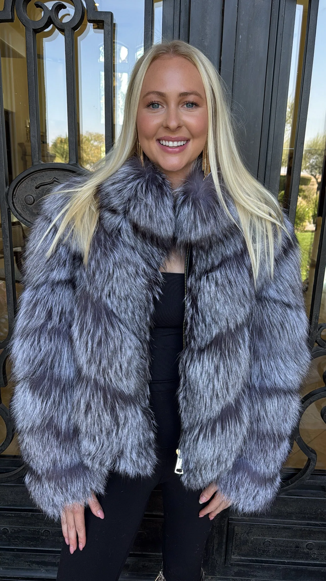 #103 Vintage Silver Fox Jacket Size Medium sold by Glitzy Bella