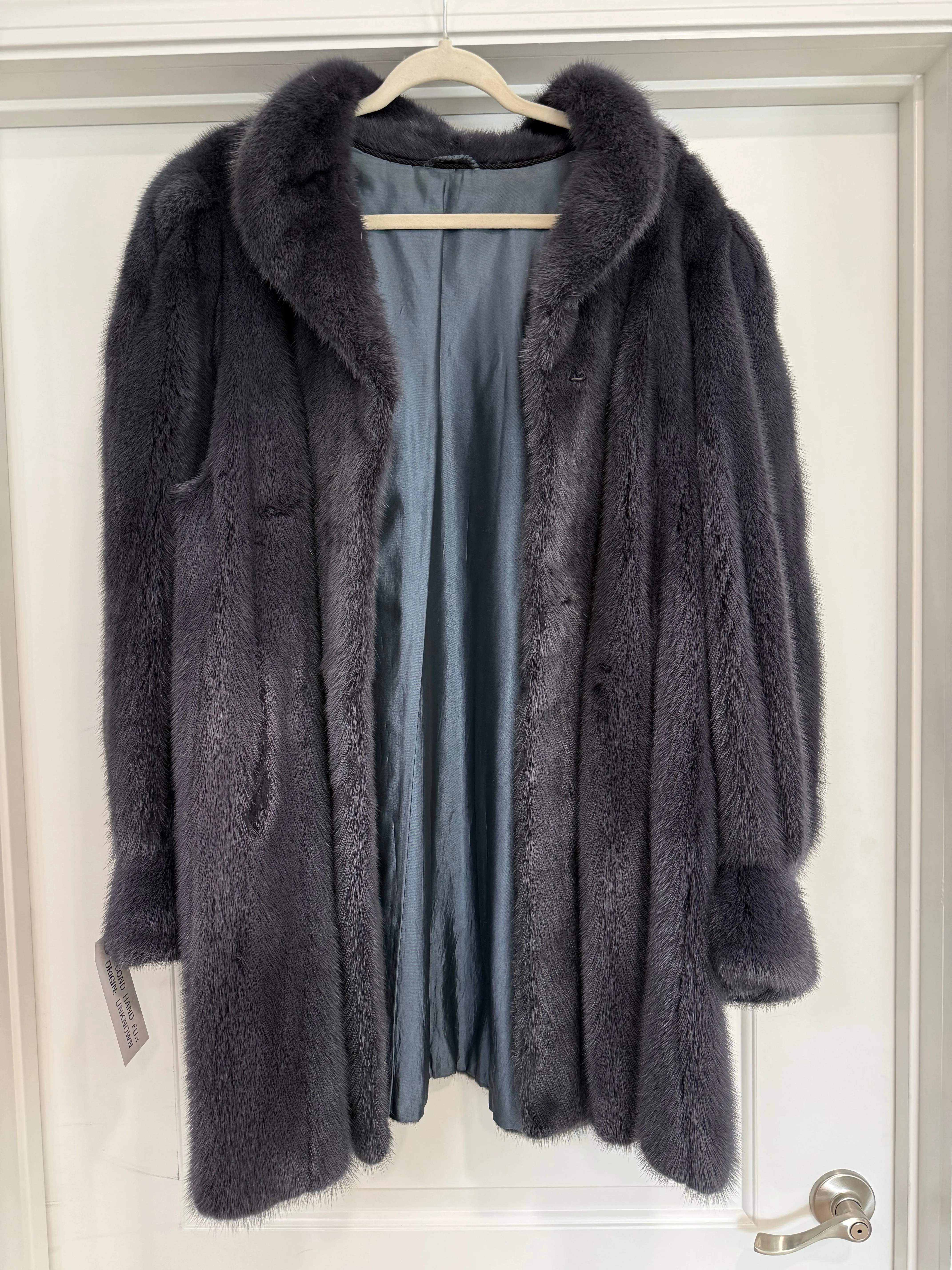 #108 Vintage Dyed Steel Blue Mink Coat Size Large sold by Glitzy Bella product image thumbnail 3