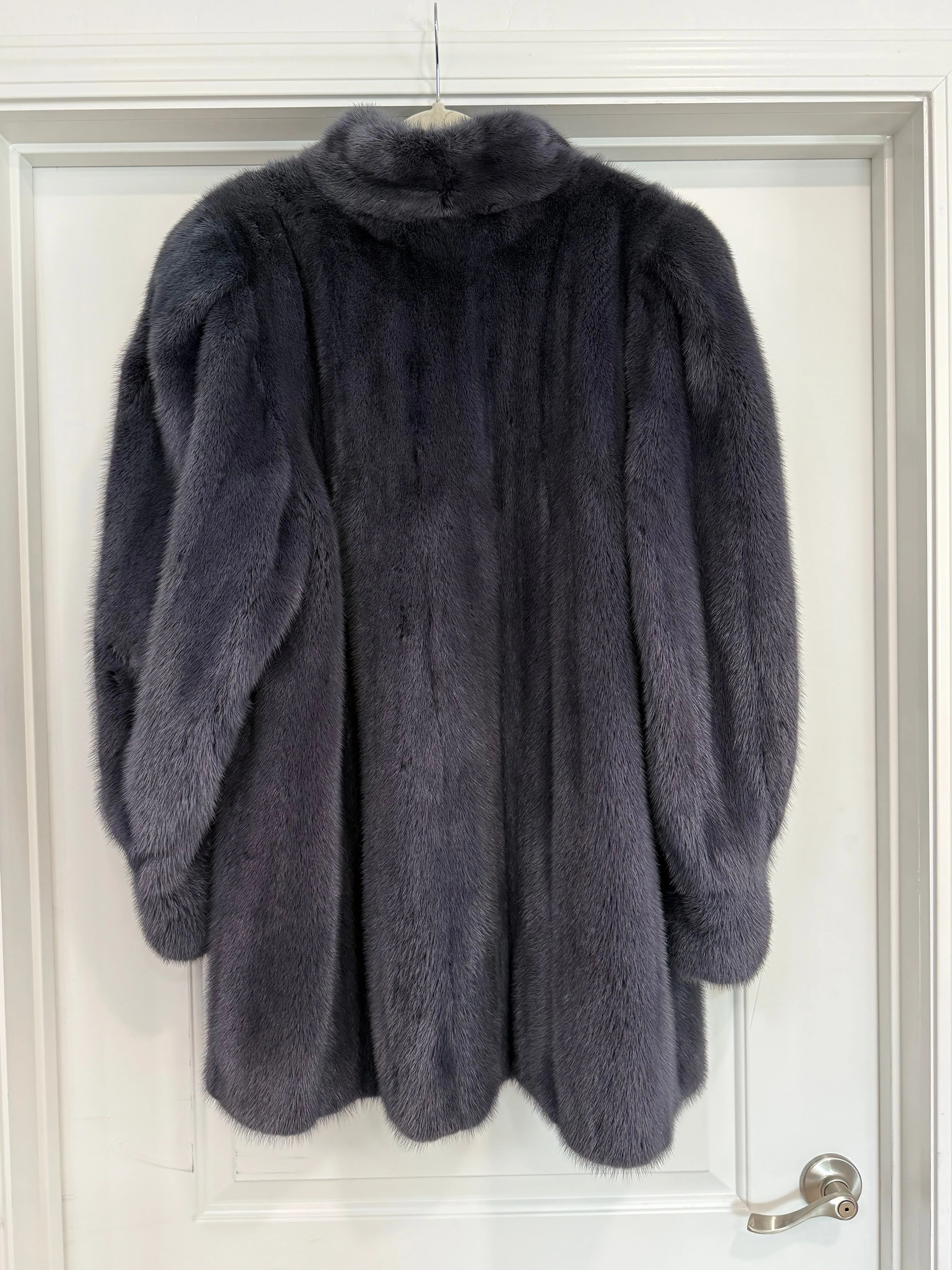 #108 Vintage Dyed Steel Blue Mink Coat Size Large sold by Glitzy Bella product image thumbnail 4