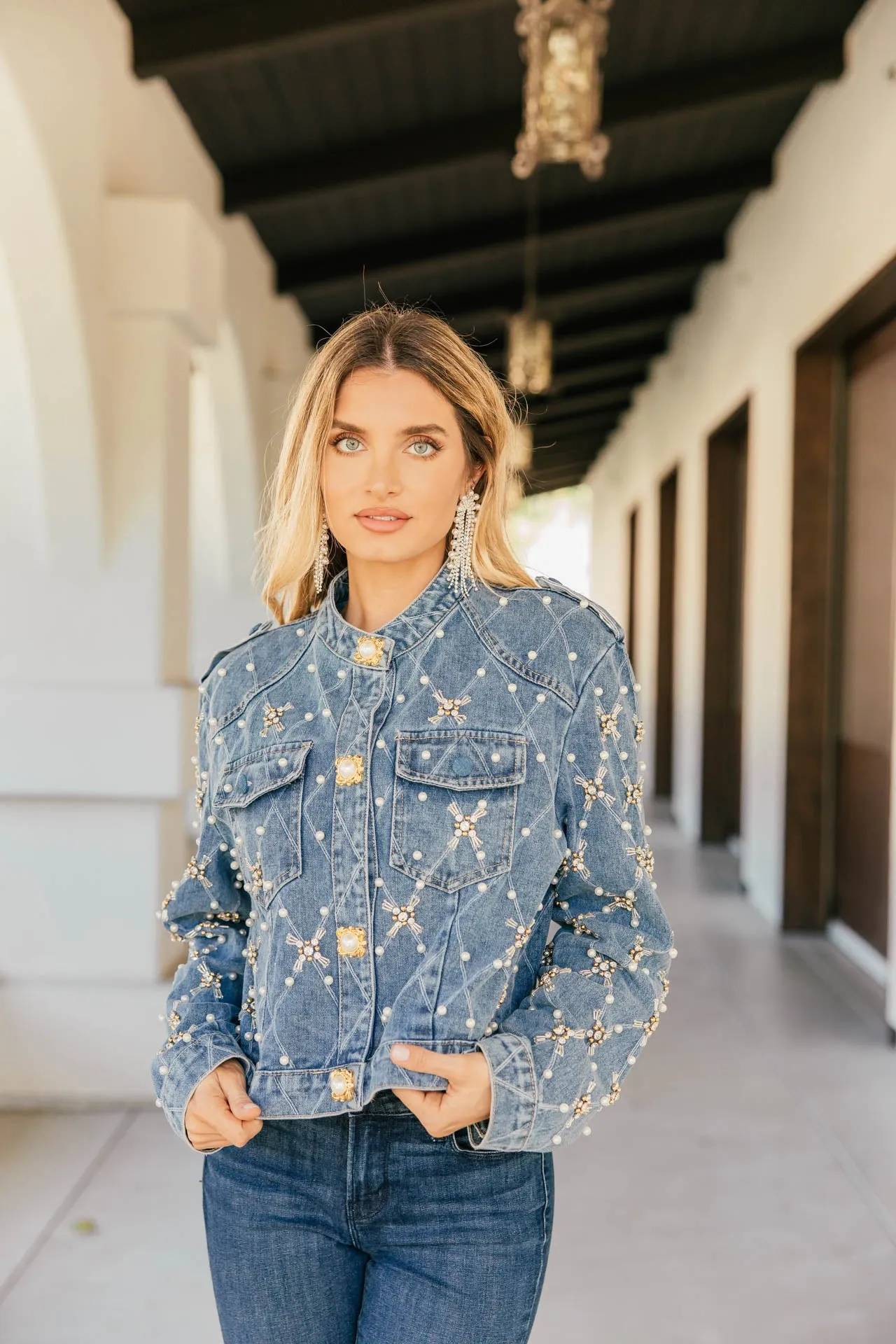 NEW!! "Runway Luxe" Embellished Denim Jacket sold by Glitzy Bella product image thumbnail 3