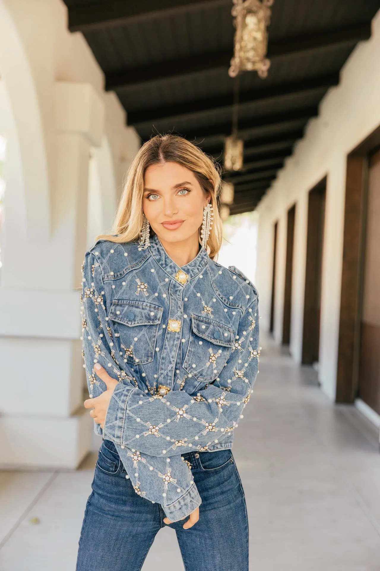 NEW!! "Runway Luxe" Embellished Denim Jacket sold by Glitzy Bella product image thumbnail 2