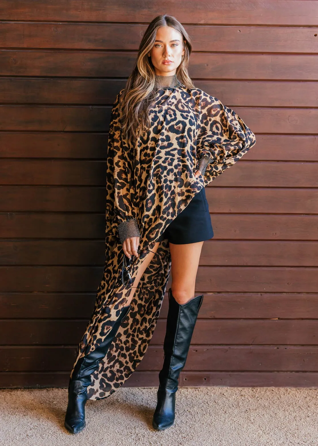 NEW!! "Luxe Life" Asymmetric Tunic in Leopard sold by Glitzy Bella