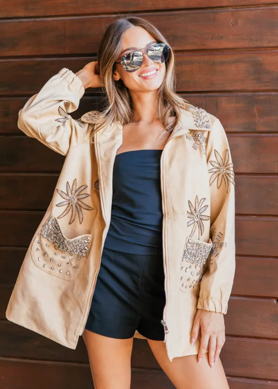 NEW!! Atelier Suede Embellished Jacket sold by Glitzy Bella