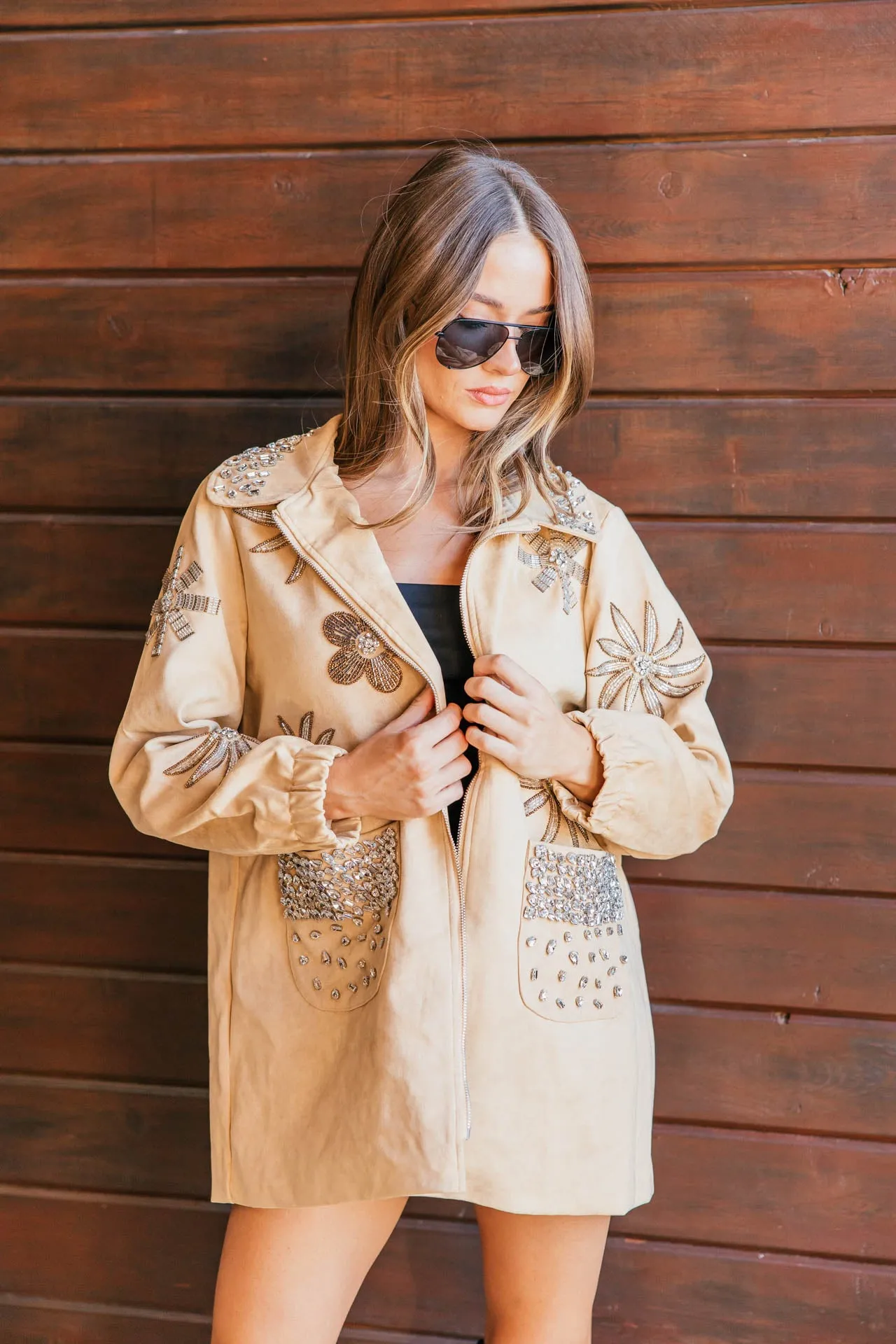 NEW!! Atelier Suede Embellished Jacket sold by Glitzy Bella product image thumbnail 4