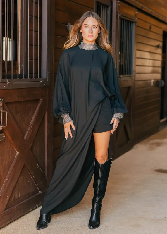 NEW!! "Luxe Life" Asymmetric Tunic in Black sold by Glitzy Bella