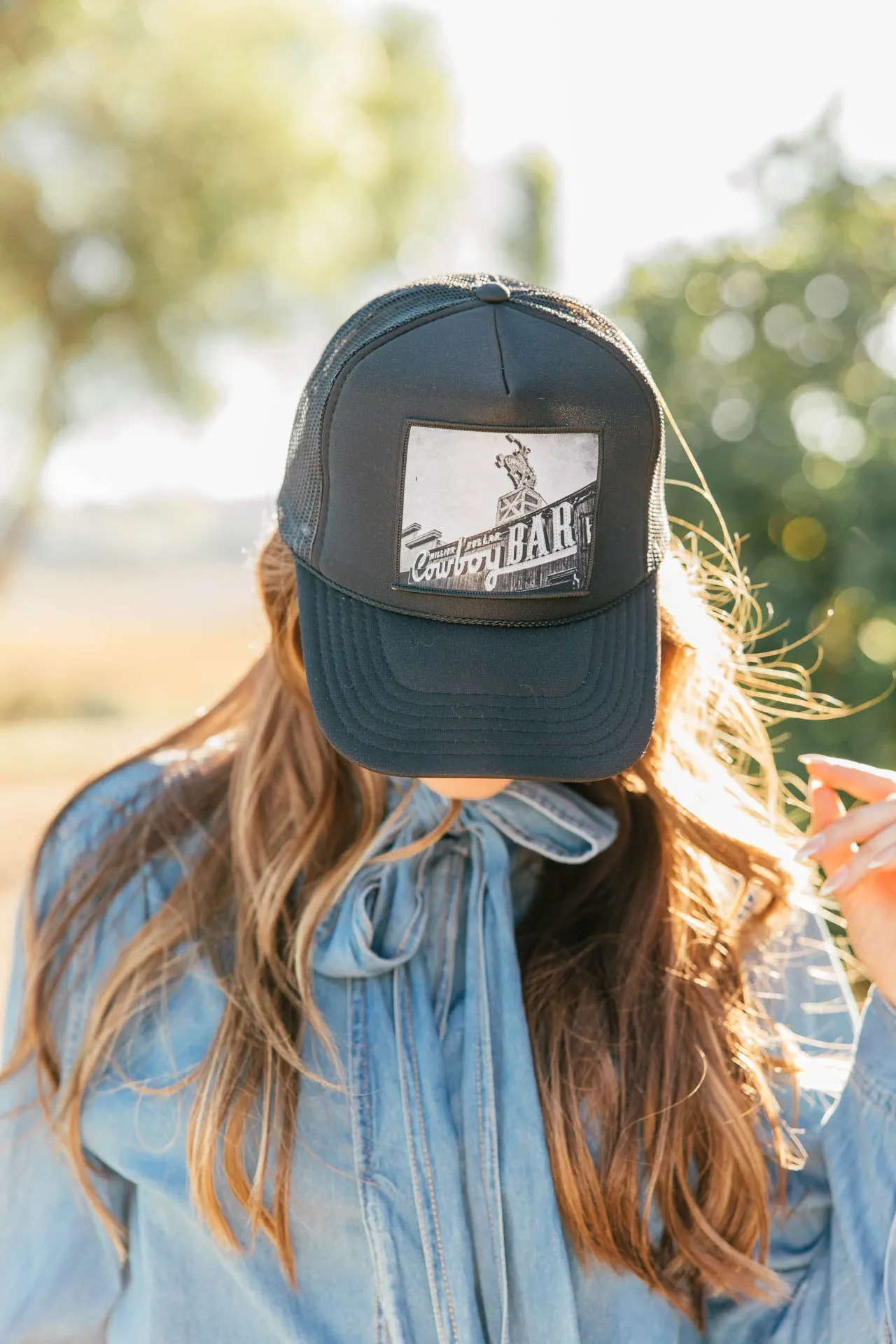 NEW!! "Cowboy Bar" Trucker Hat in Black sold by Glitzy Bella product image thumbnail 2
