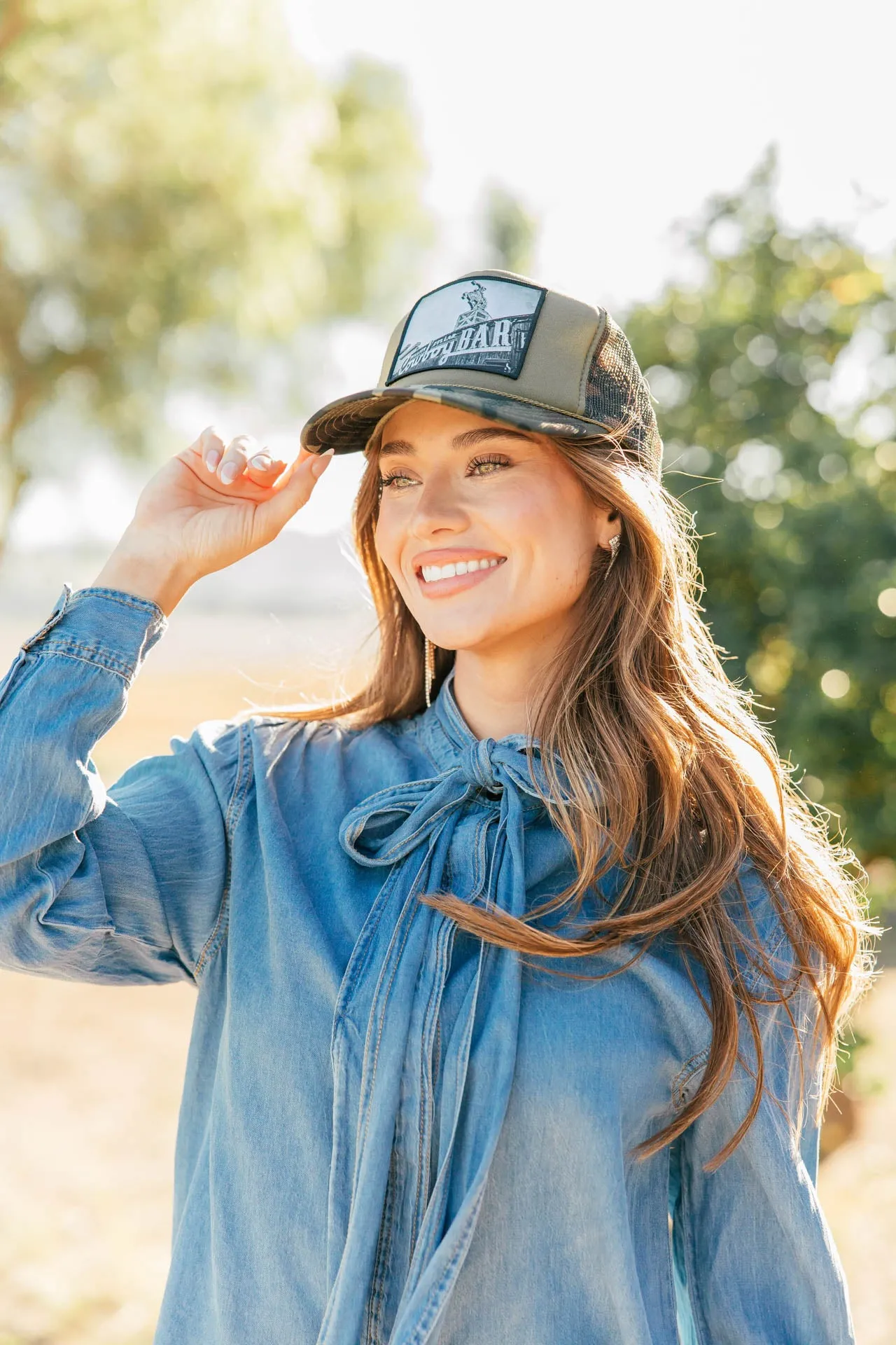 NEW!! "Cowboy Bar" Trucker Hat in Camo sold by Glitzy Bella product image thumbnail 2