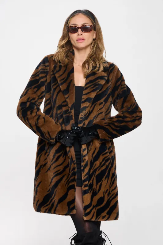 NEW!! "Destined For Fame" Brown Zebra Faux Fur Jacket sold by Glitzy Bella