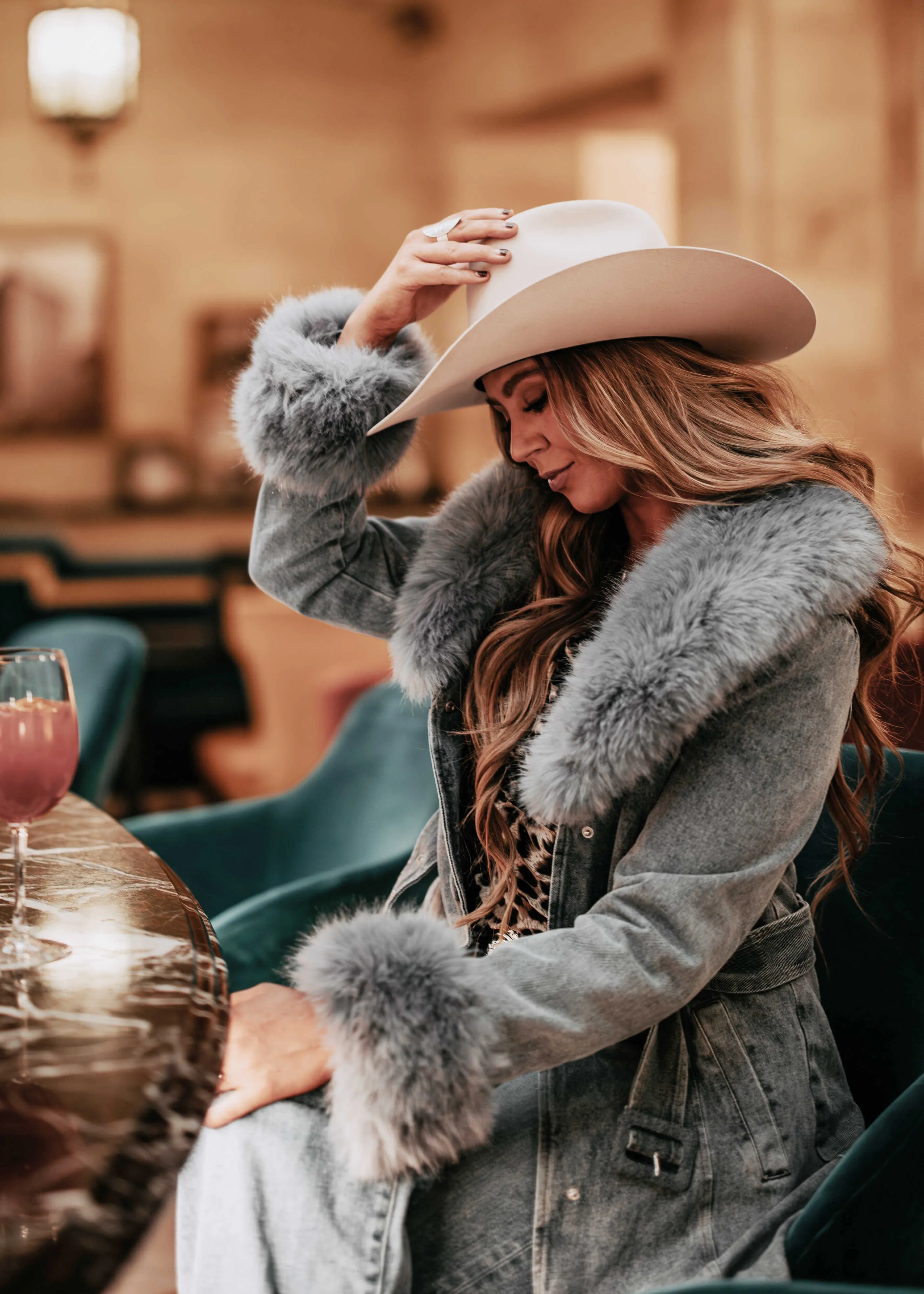 NEW!! Denim and Faux Fur Trench sold by Glitzy Bella product image thumbnail 5