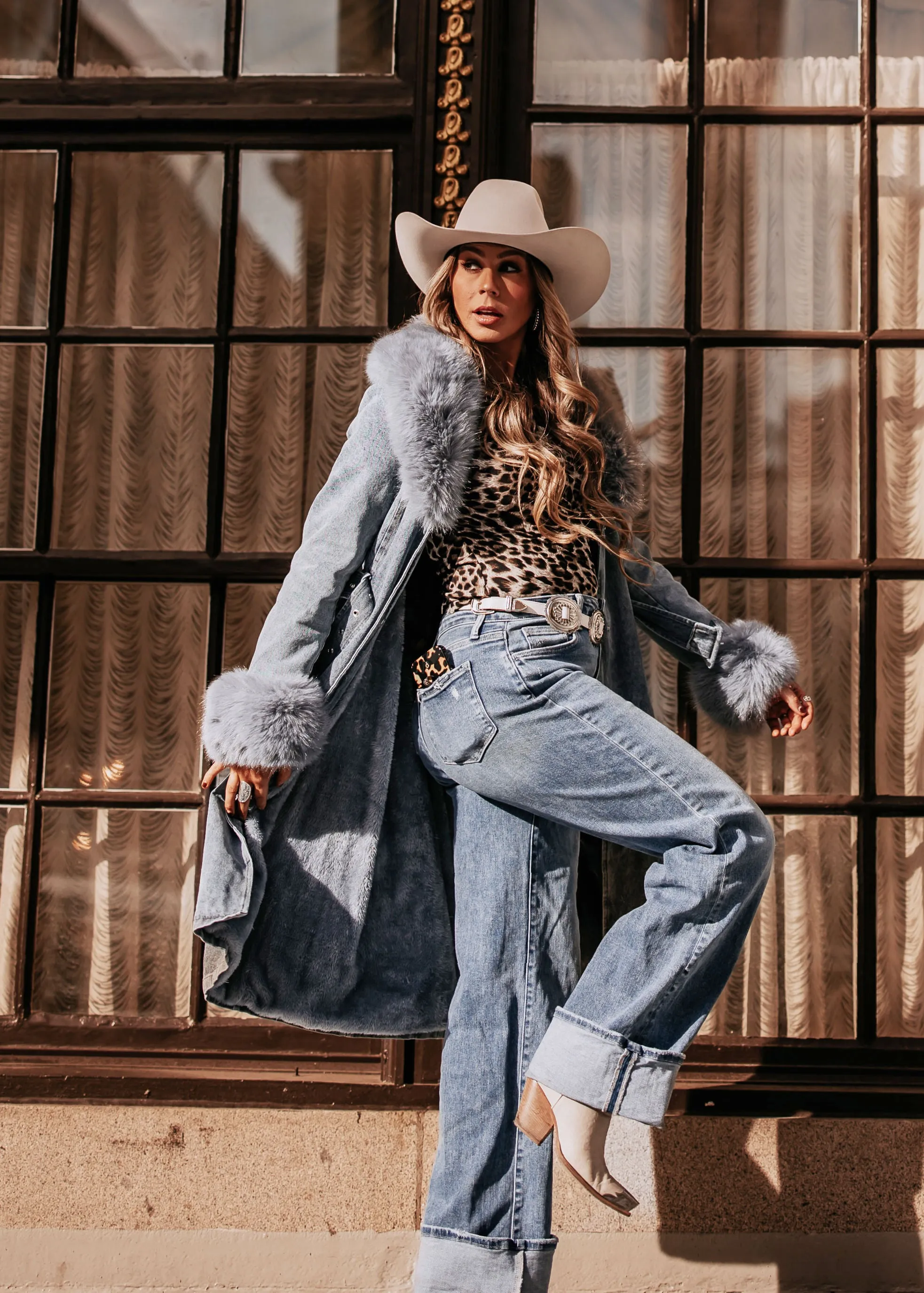 NEW!! Denim and Faux Fur Trench sold by Glitzy Bella product image thumbnail 2