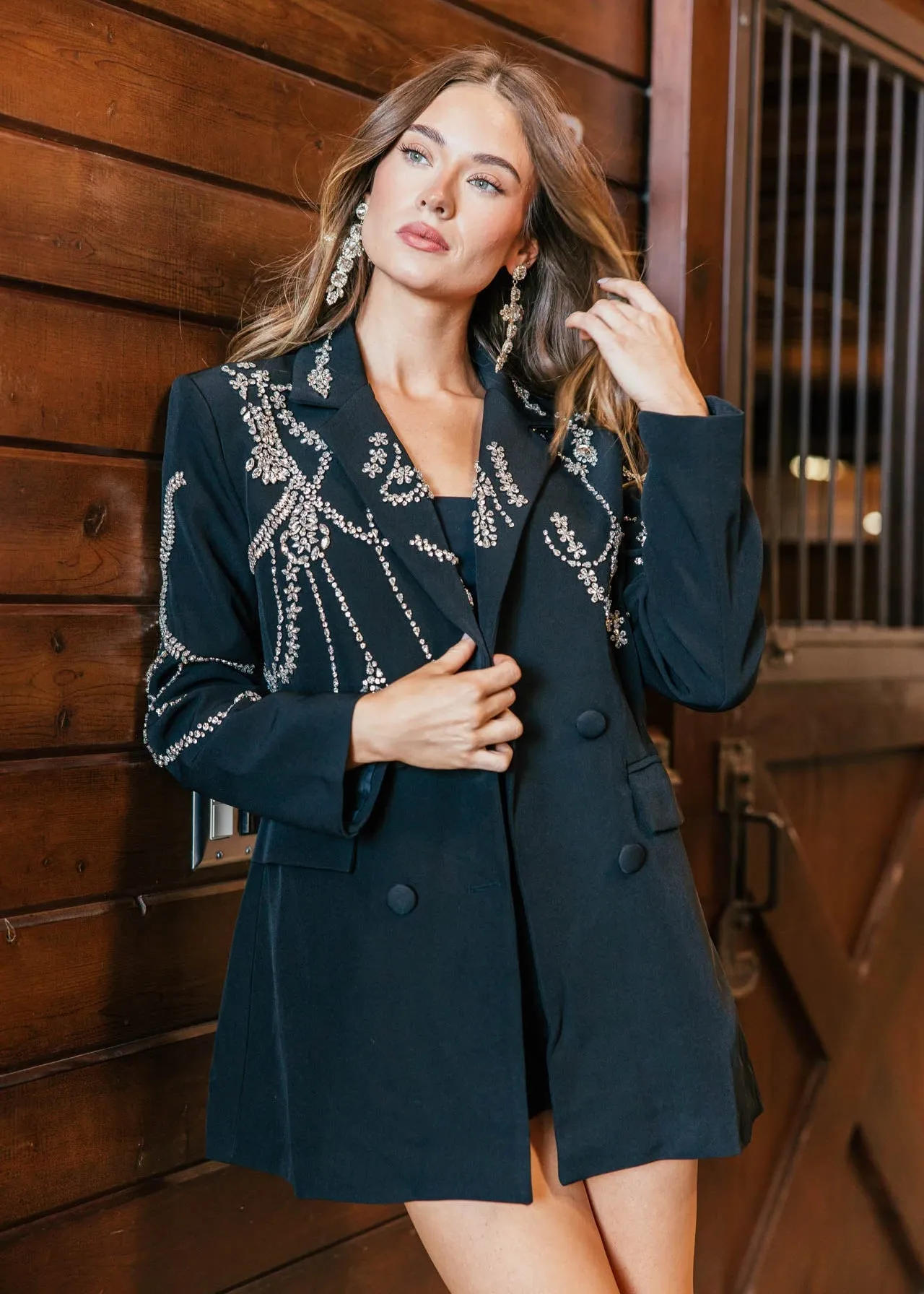 "Headliner" Rhinestone Embellished Blazer sold by Glitzy Bella