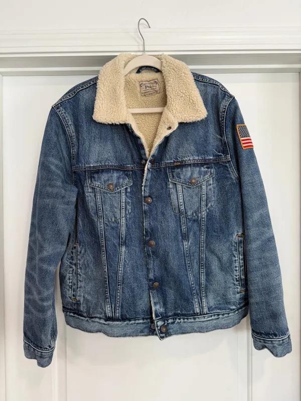 NEW!! Vintage Ralph Lauren Sherpa Denim Jacket Size Large sold by Glitzy Bella