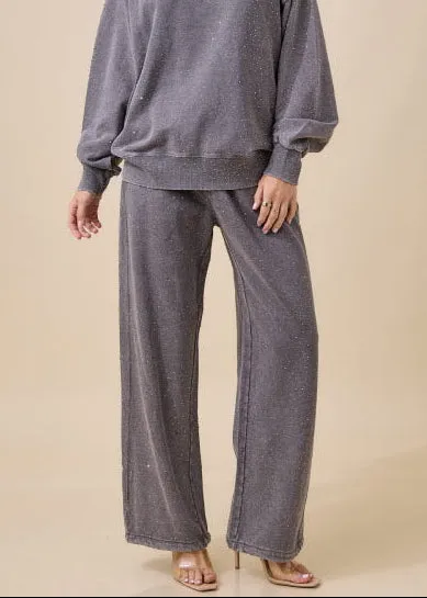 PREORDER!! "Off Duty" Rhinestone Sweatpants in Grey sold by Glitzy Bella product image thumbnail 2