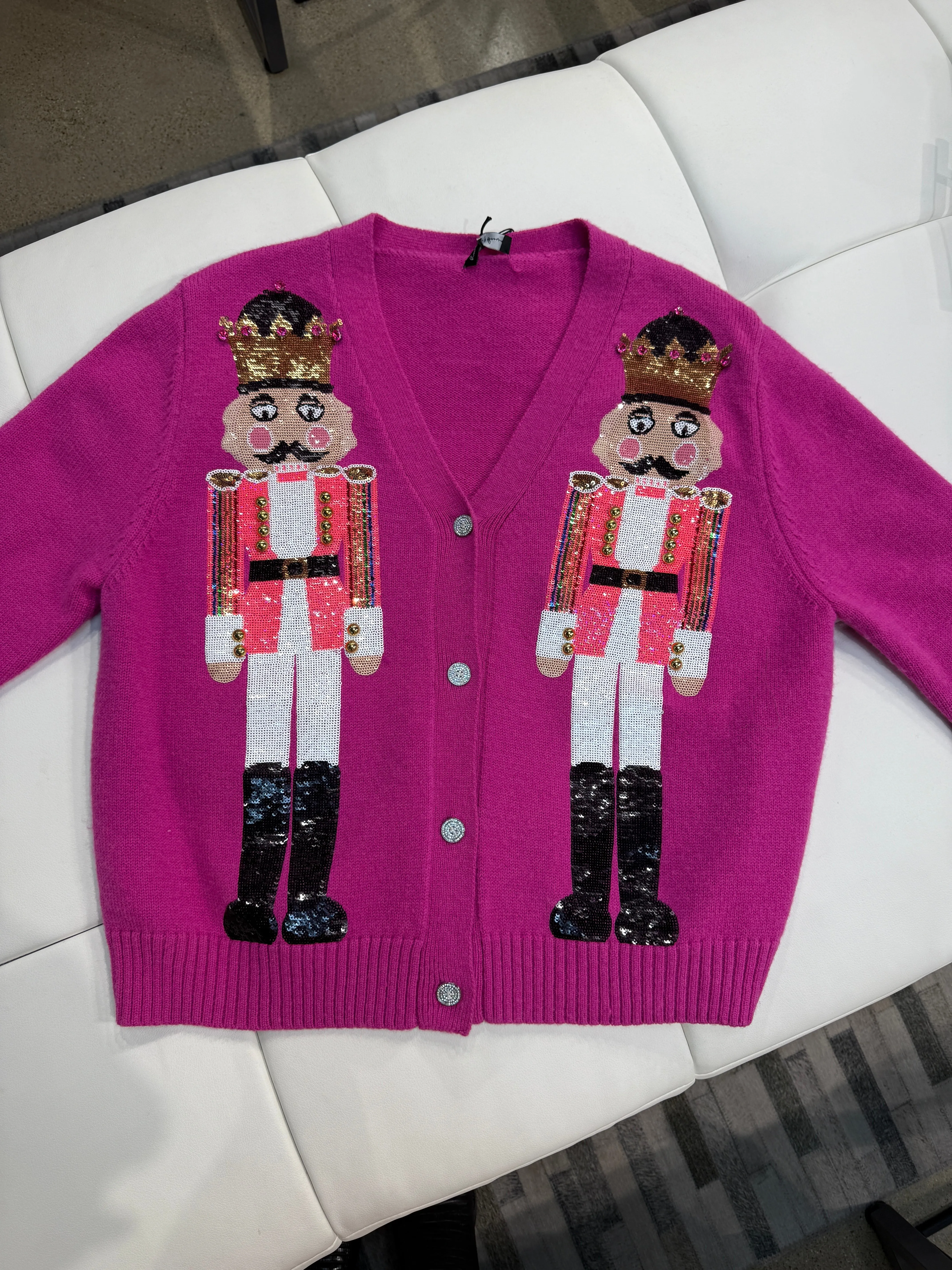 NEW!! Sequin Nutcracker Cardigan in Pink sold by Glitzy Bella product image thumbnail 3