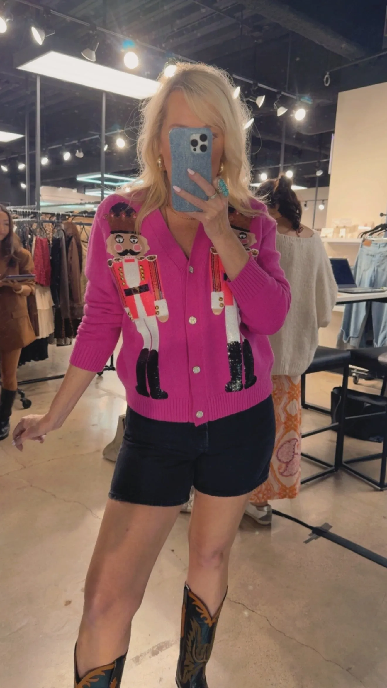 NEW!! Sequin Nutcracker Cardigan in Pink sold by Glitzy Bella product image thumbnail 2