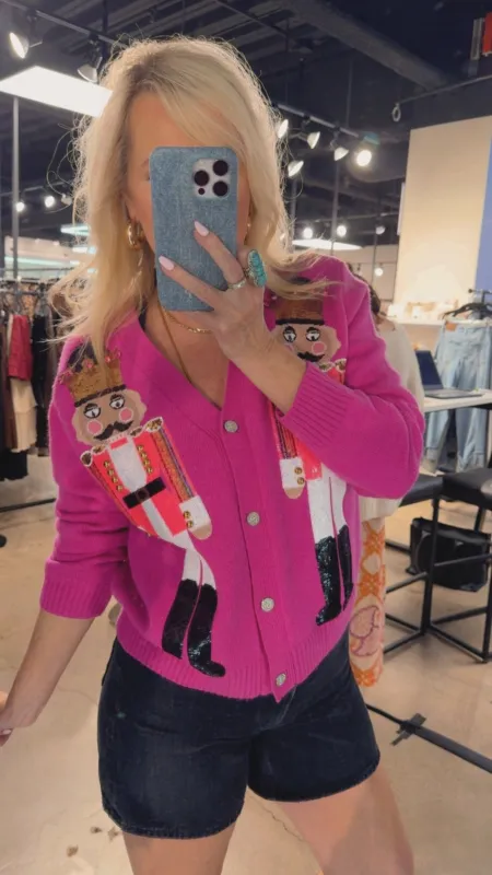 NEW!! Sequin Nutcracker Cardigan in Pink sold by Glitzy Bella